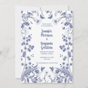 Jardin botanique bleu et blanc Invitation de maria