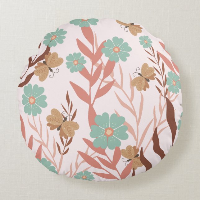 Jardin botanique Boho Style Coussin rond (Devant)