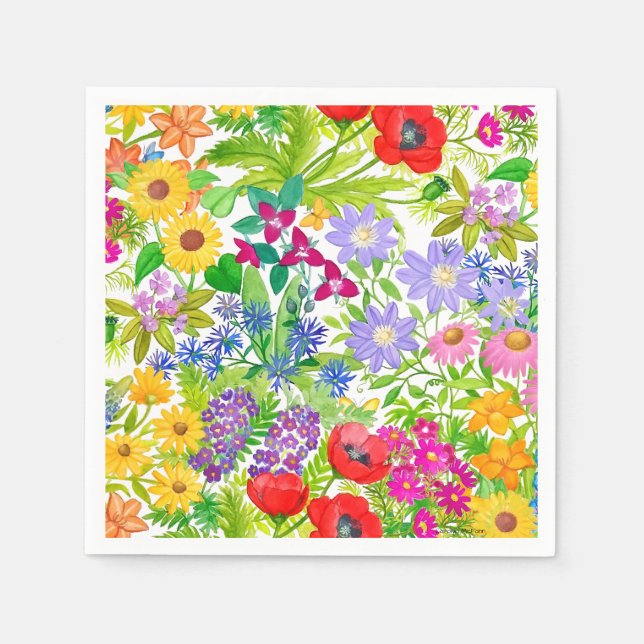 Jardin Botanique Fleurs Serviettes en Papier Flora (Devant)