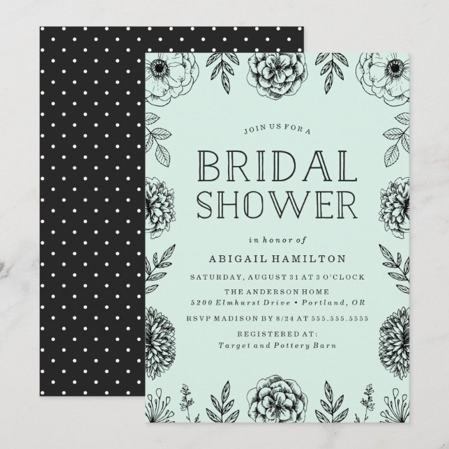 Jardin Botanique | Invitation à la Baby Shower (Devant / Derrière)