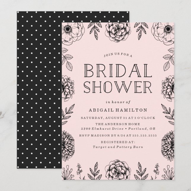Jardin Botanique | Invitation à la Baby Shower (Devant / Derrière)
