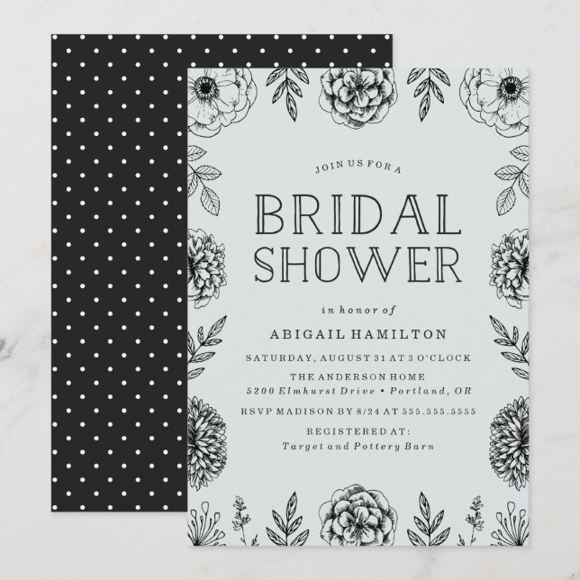 Jardin botanique | Invitation de douche nuptiale (Devant / Derrière)