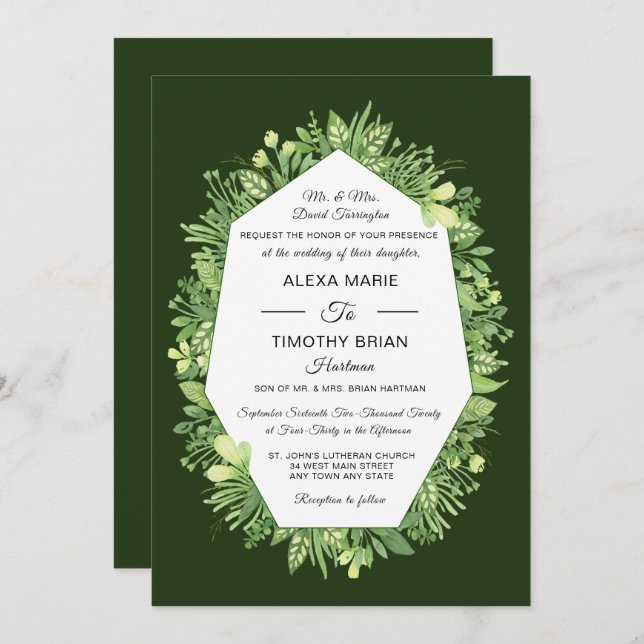 Jardin botanique officiel Invitation à un mariage  (Devant / Derrière)