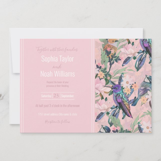 Jardin botanique rose Fleurs et oiseaux (Devant)