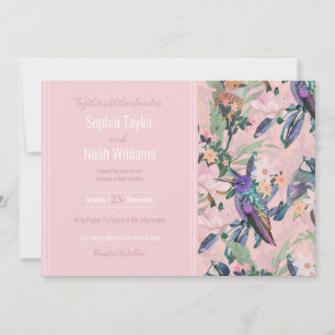 Jardin botanique rose Fleurs et oiseaux