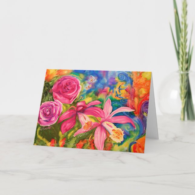 Jardin coloré Soie Art Merci Note (Devant)