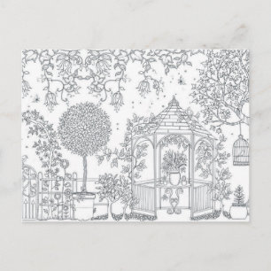 jardin coloriage adulte carte postale cadeau