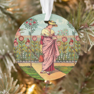 Jardin Cultivation Flower Woman Art Antique