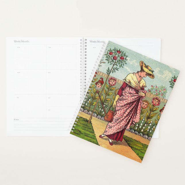 Jardin Cultivation Flower Woman Art Antique (Devant avec enveloppe)