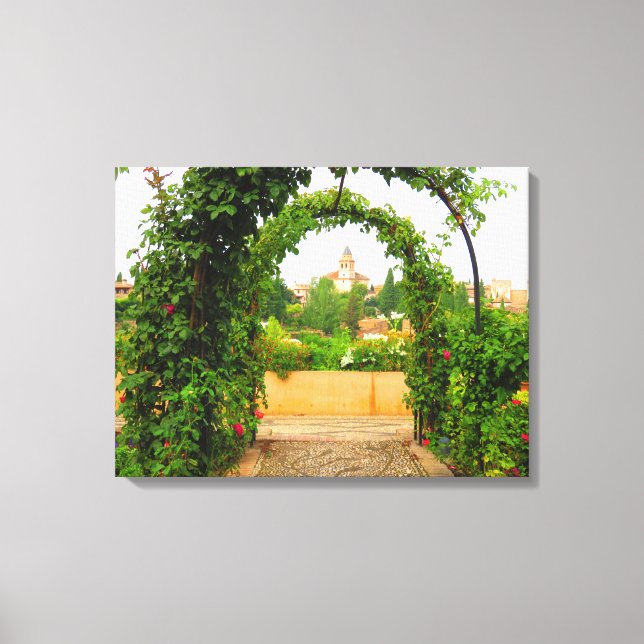 Jardin dans l'Alhambra, Grenade, Espagne - Toile (Recto)