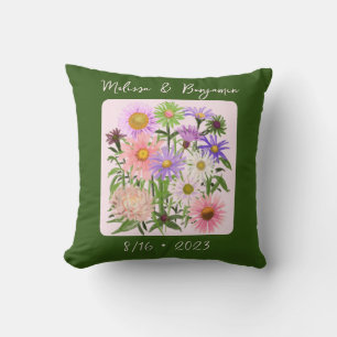 Jardin Date de mariage Coussin fleurs roses boho