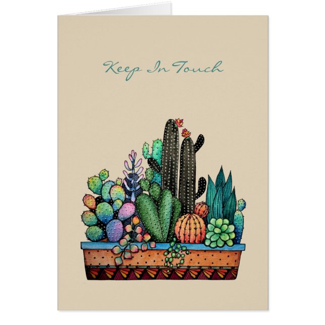 Jardin De Cactus À L'Aquarelle Cute Dans Un Beau P (Devant)