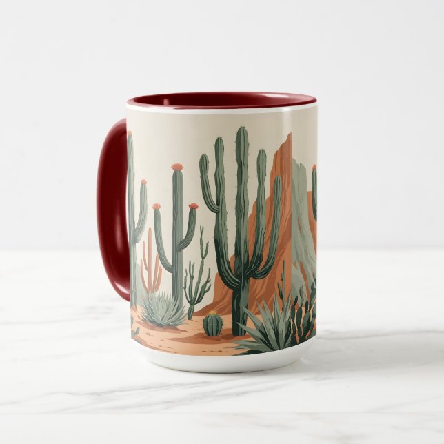 Jardin de cactus du désert | Mug à café sud-ouest (Devant gauche)