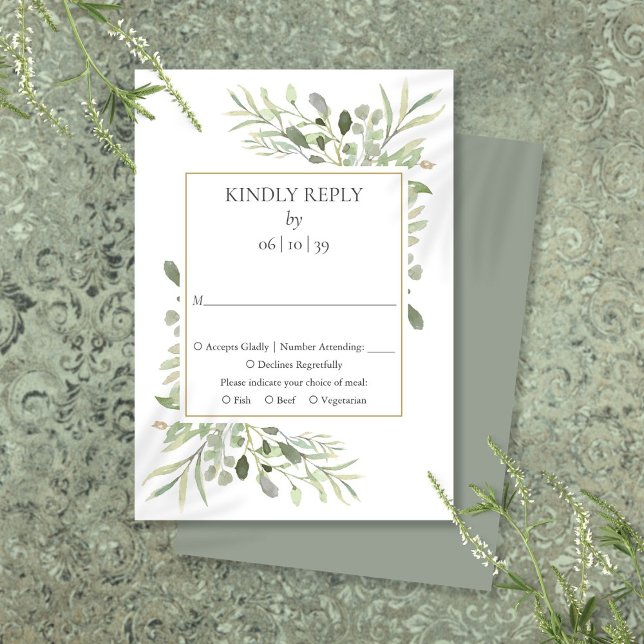 Jardin de campagne aquarelle verdure mariage RSVP (Country Garden Watercolor Greenery Wedding RSVP)
