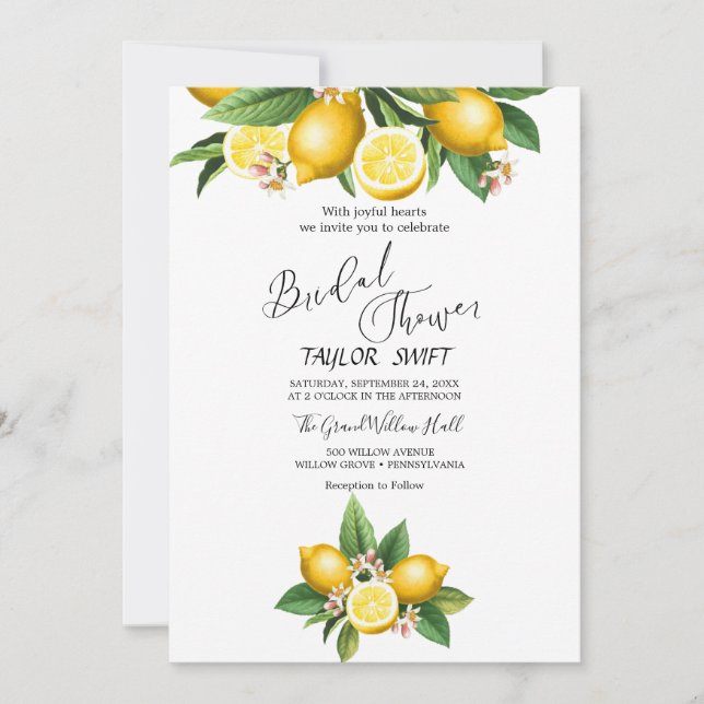 Jardin de Citrons Moderne | Invitation à une Fête  (Devant)