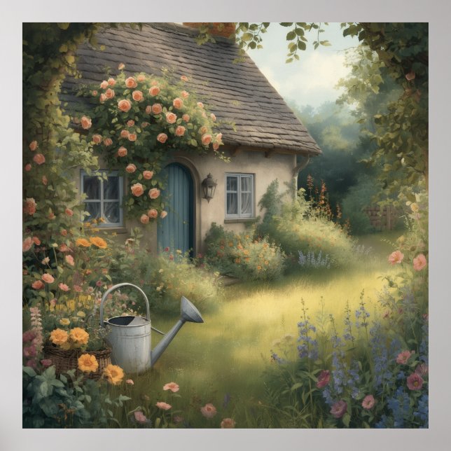 Jardin de cottage anglais enchanté avec affiche de (Devant)