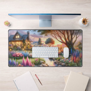 Jardin de Cottage Fantaisiste au Coucher du Soleil