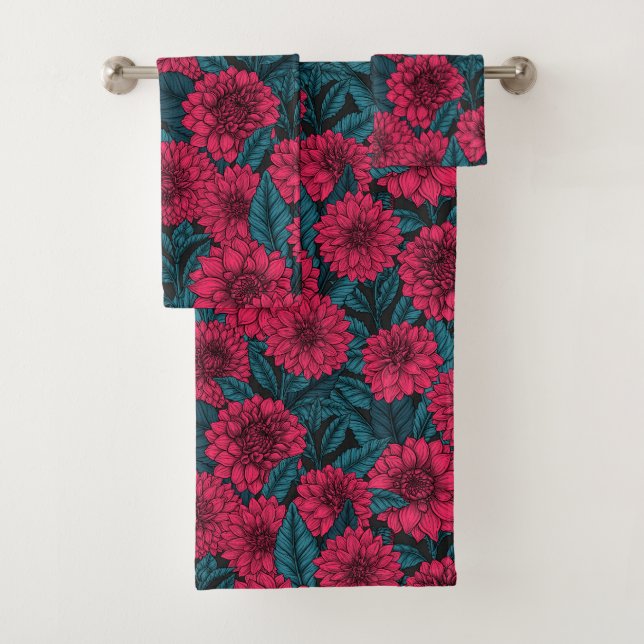 Jardin de Dahlia Rouge/feuilles bleus (En situation)