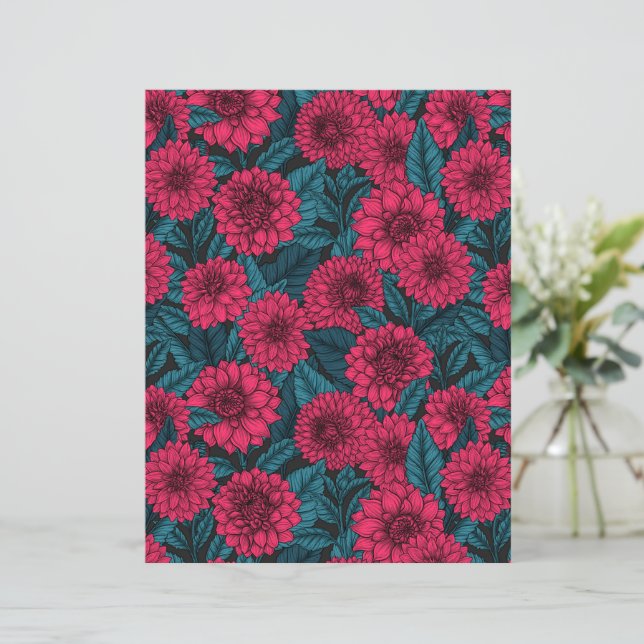 Jardin de Dahlia Rouge/feuilles bleus (Debout devant)