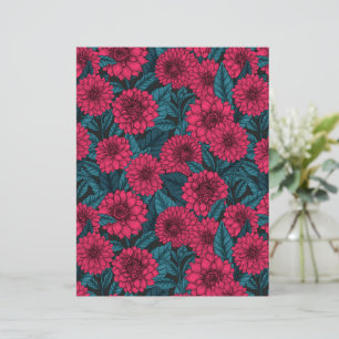 Jardin de Dahlia Rouge/feuilles bleus