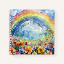 Jardin de fleurs arc-en-ciel Cahier de croquis ave