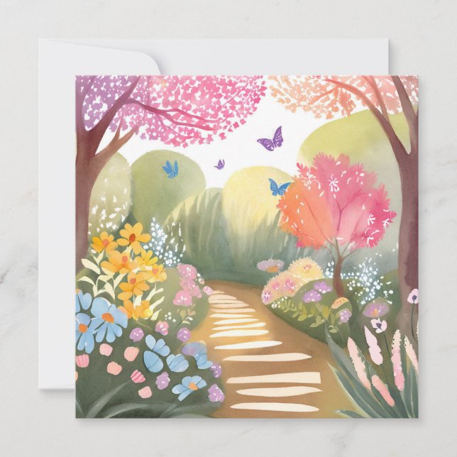 Jardin de fleurs | Carte de peinture à l'aquarelle (Devant)