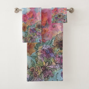 Jardin de fleurs chic et charmant, peinture à l'aq