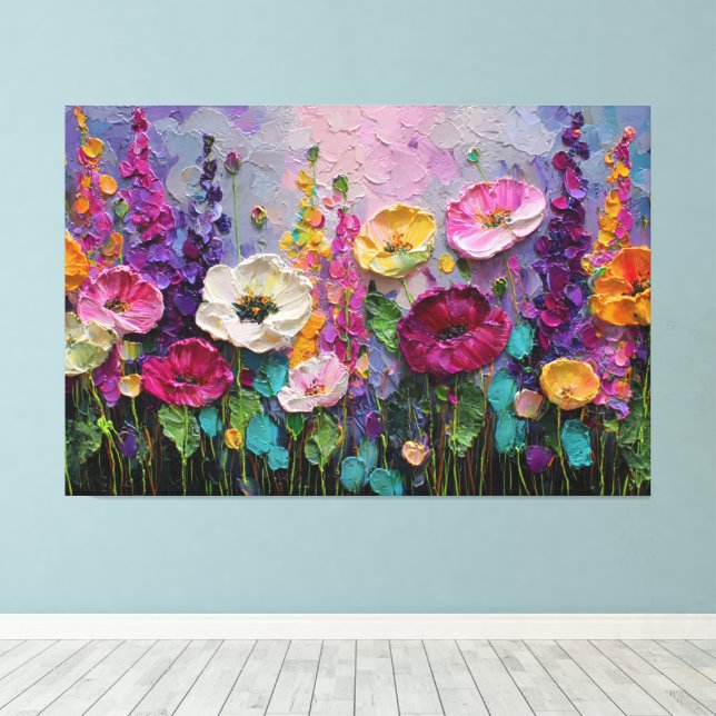 Jardin de fleurs coloré Art mural abstrait (Insitu (Plancher de Bois))