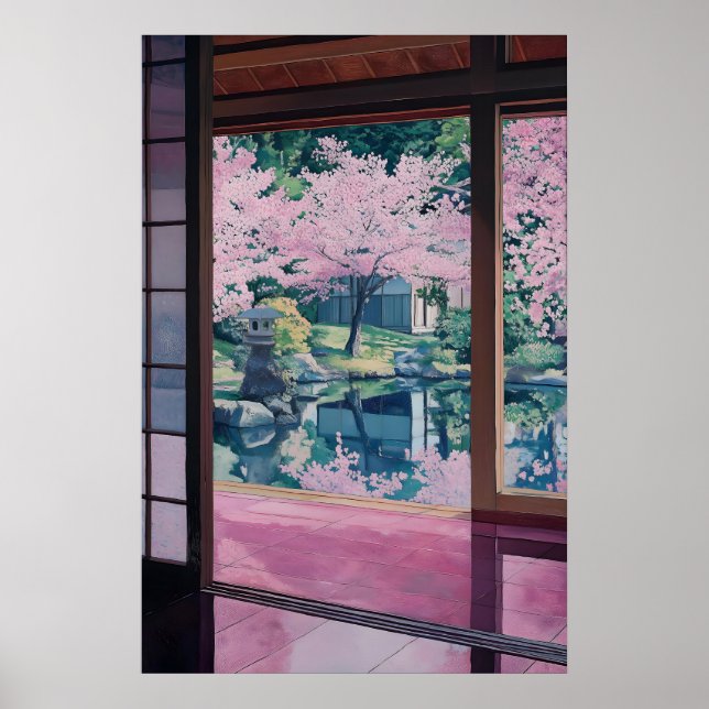 Jardin de fleurs de cerisier Impression d'art Mais (Devant)