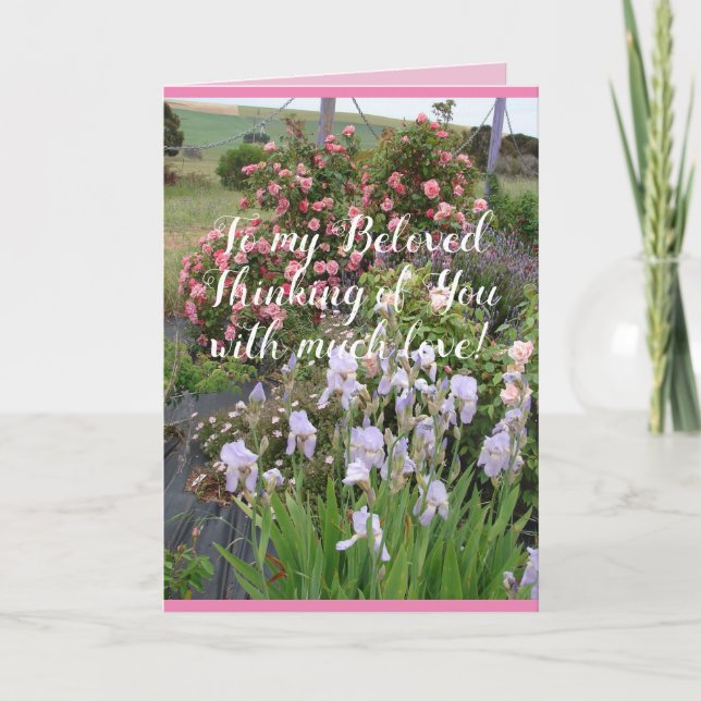 Jardin de fleurs de rose carte florale de ma bien- (Devant)