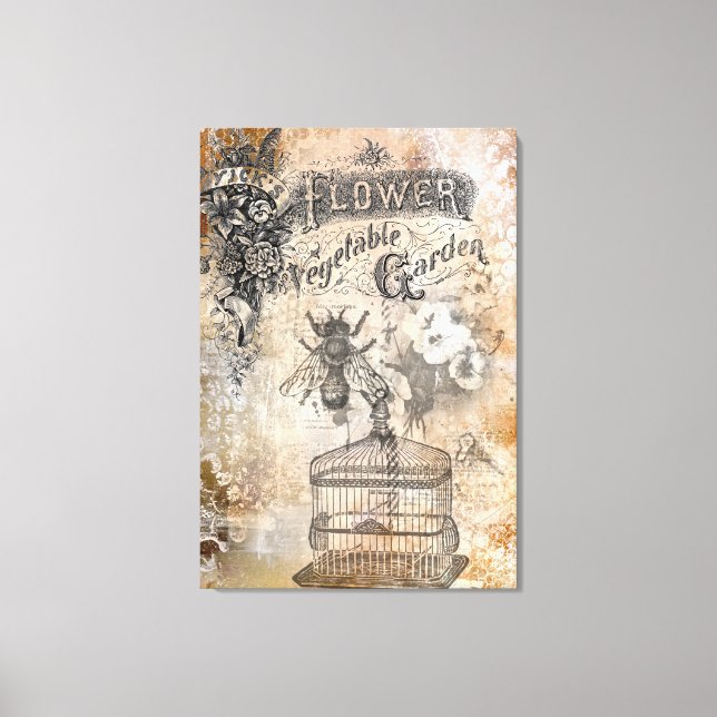 Jardin de fleurs Design Vintage sur toile (Recto)