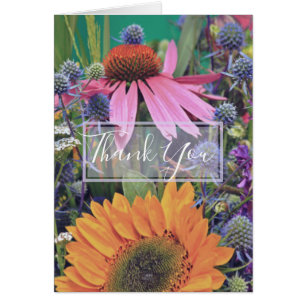 Jardin de fleurs d'été coloré Merci