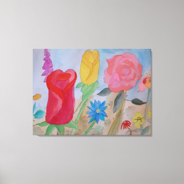Jardin de fleurs d'été toile étirée Imprimer (Recto)