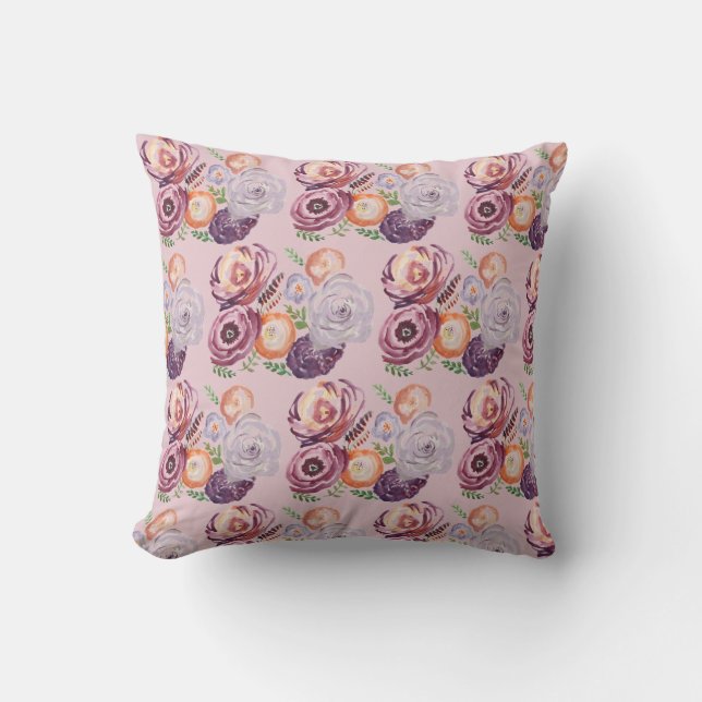 Jardin de fleurs Imprimer Oreiller rose (Recto)