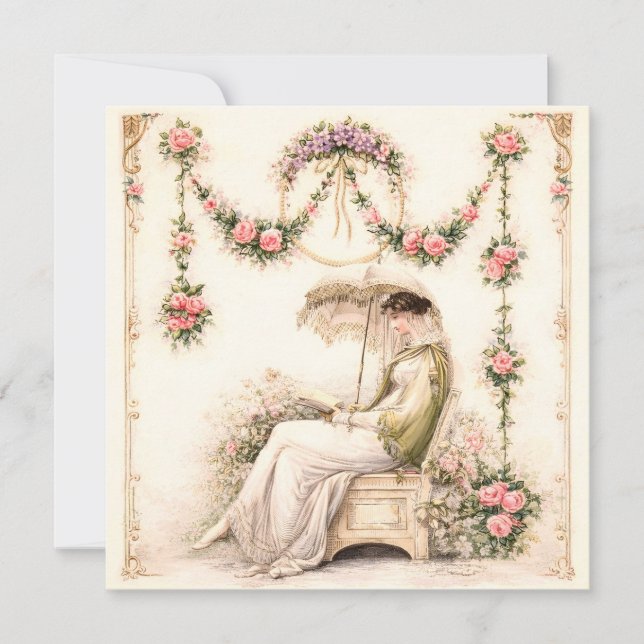 Jardin de roses de la Régence lisant une dame (Devant)