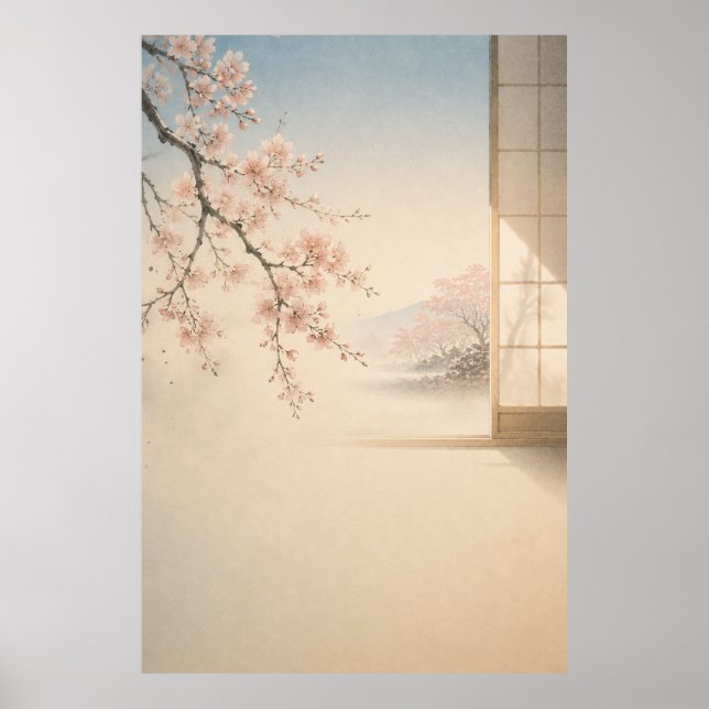 Jardin de Sakura japonais Affiche d'art mural Japa (Devant)