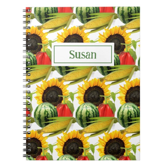 Jardin de tournesol Carnet spiral personnalisé (Devant)