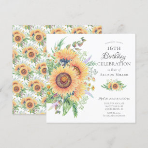 Jardin de tournesol Invitation 16e anniversaire