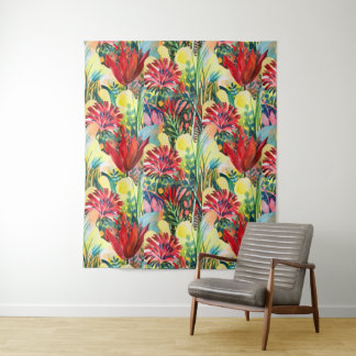 Jardin de Tulipes Rouges Tapisserie Aquarelle – Bo