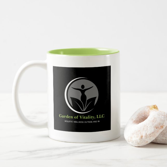 Jardin de Vitalité, LLC Signature Mug - noir/blanc (Avec donut)