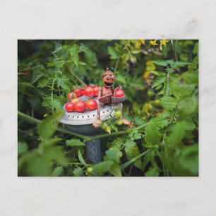 Jardin d'elfes d'Acorn avec carte postale de tomat