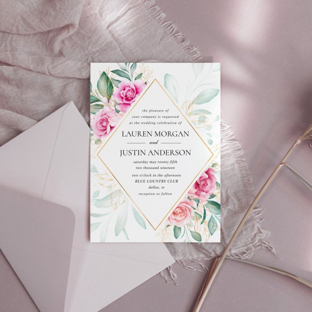 jardin délicat fleuri élégance mariage invitation (Créateur téléchargé)