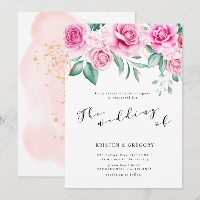 jardin délicat fleuri élégant Mariage Invitation (Devant / Derrière)