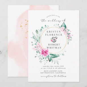 jardin délicat fleuri élégant Mariage Invitation