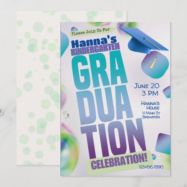 Jardin d'enfants Graduation Party Invitation garço (Devant / Derrière)