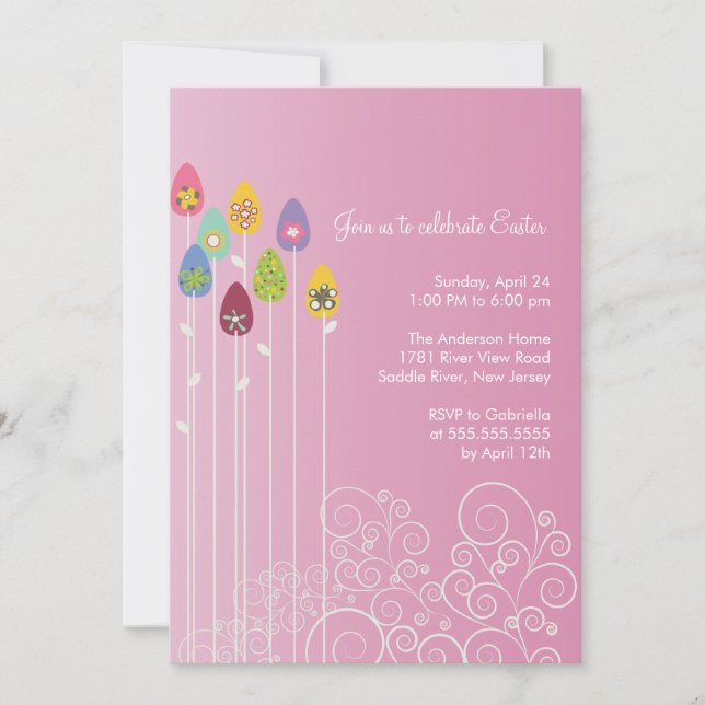 Jardin des Oeufs de Pâques Invitation pour le dîne (Devant)