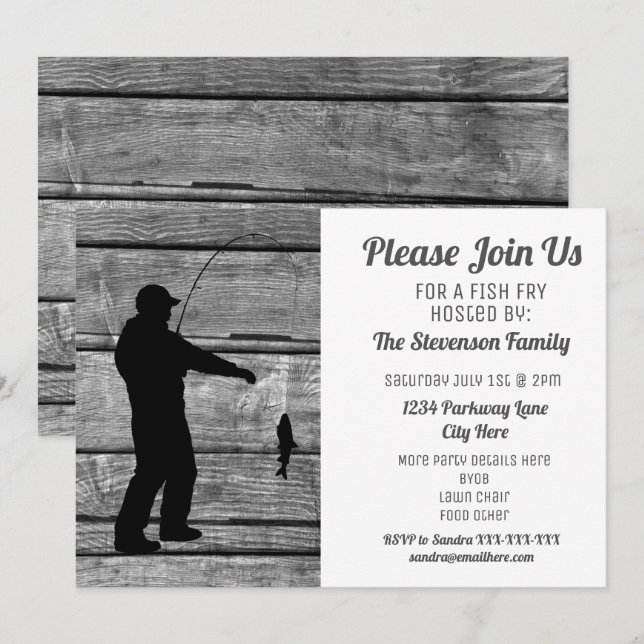 Jardin d'été BBQ fêtes de poisson frit Invitation (Devant / Derrière)