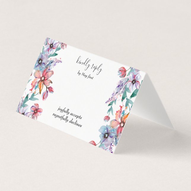 Jardin d'été | Mariage floral aquarelle RSVP (Front)