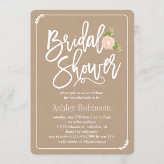 Jardin Douche nuptiale Invitation Kraft