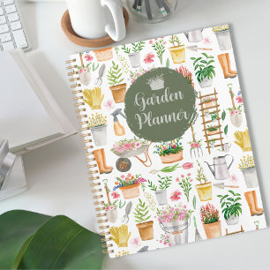 Jardin d'outils de jardinage floral aquarelle